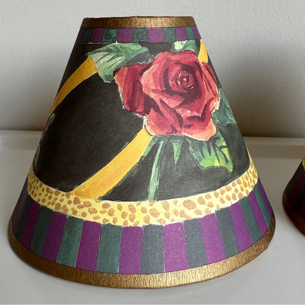 Vintage MacKenzie-Childs Paper Lampshades Floral Clip On - Picture 5 of 14